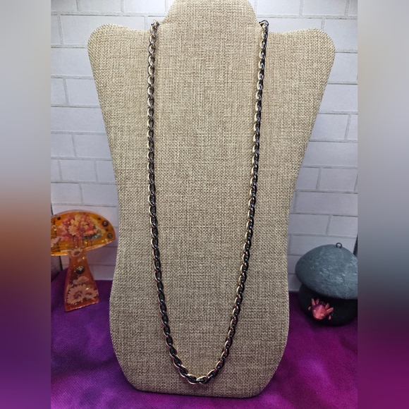 Avon Jewelry - 884. Avon Black and Gold Tone Chain Necklace
